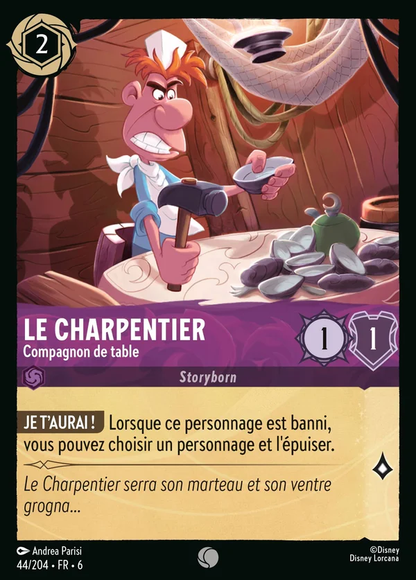 Le Charpentier - Compagnon de table — Disney Lorcana Personnage card from Azurite Sea