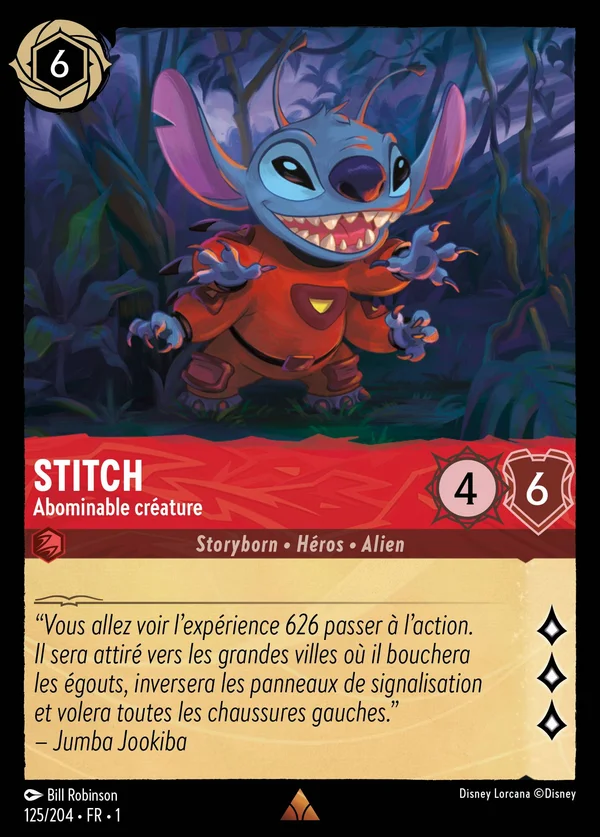 Stitch - Abominable créature — Disney Lorcana Personnage card from The First Chapter