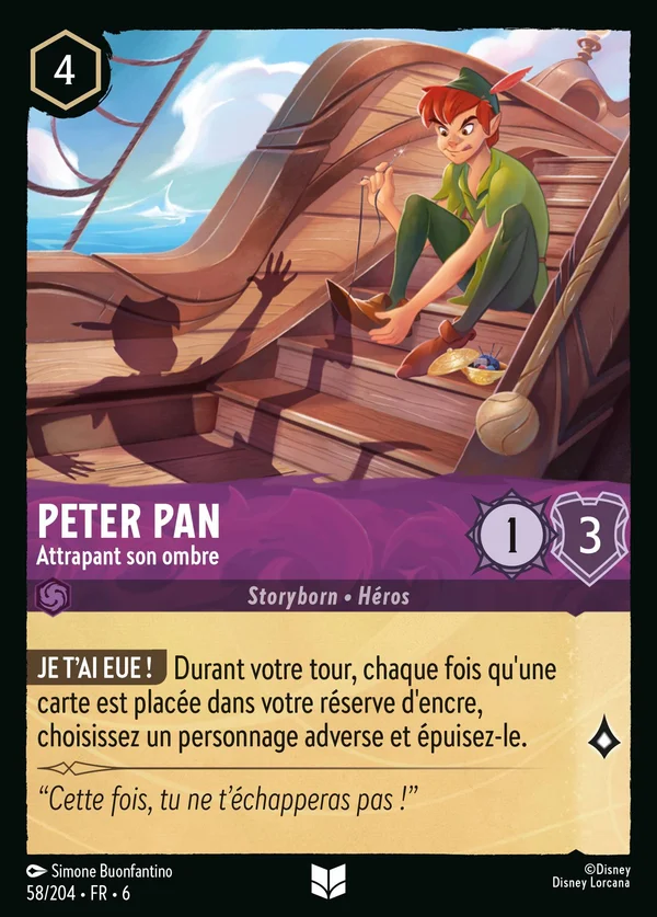 Peter Pan - Attrapant son ombre — Disney Lorcana Personnage card from Azurite Sea