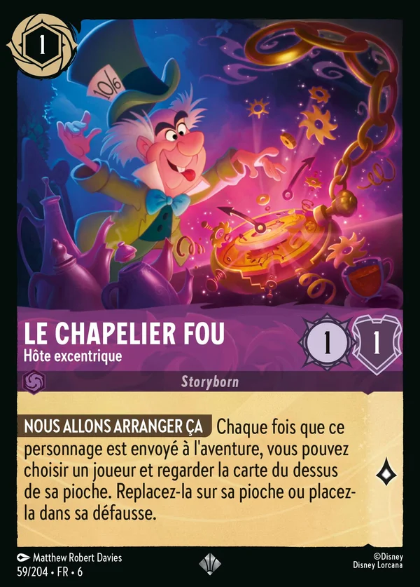 Le Chapelier Fou - Hôte excentrique — Disney Lorcana Personnage card from Azurite Sea