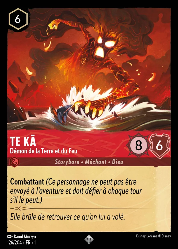 Te Kā - Démon de la Terre et du Feu — Disney Lorcana Personnage card from The First Chapter