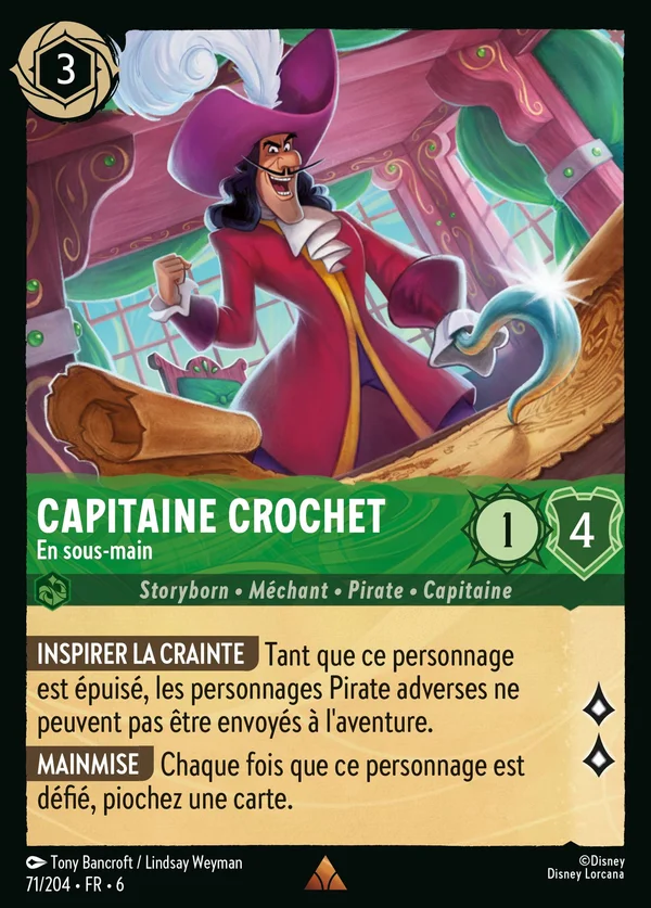 Capitaine Crochet - En sous-main — Disney Lorcana Personnage card from Azurite Sea