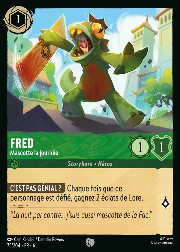 Fred - Mascotte la journée — Disney Lorcana Personnage card from Azurite Sea