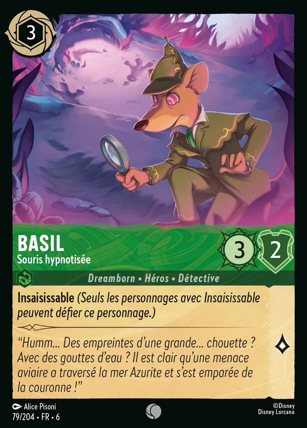 Basil - Souris hypnotisée — Disney Lorcana Personnage card from Azurite Sea