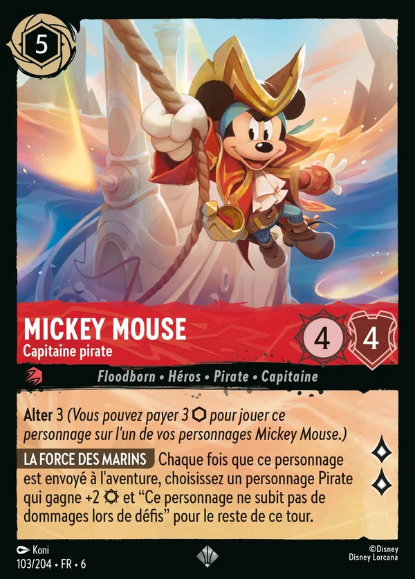 Mickey Mouse - Capitaine pirate — Disney Lorcana Personnage card from Azurite Sea
