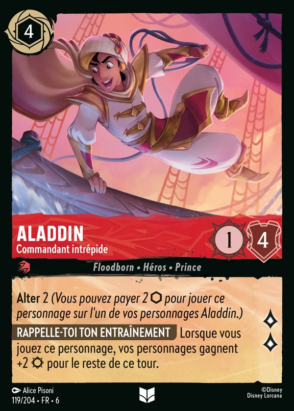 Aladdin - Commandant intrépide — Disney Lorcana Personnage card from Azurite Sea