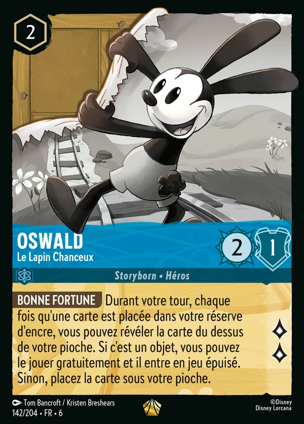 Oswald - Le Lapin Chanceux — Disney Lorcana Personnage card from Azurite Sea