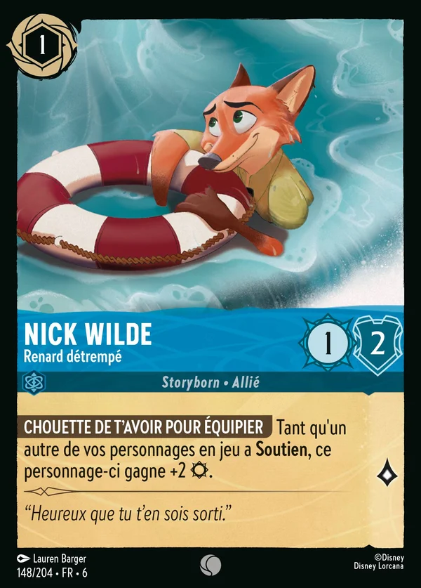Nick Wilde - Renard détrempé — Disney Lorcana Personnage card from Azurite Sea