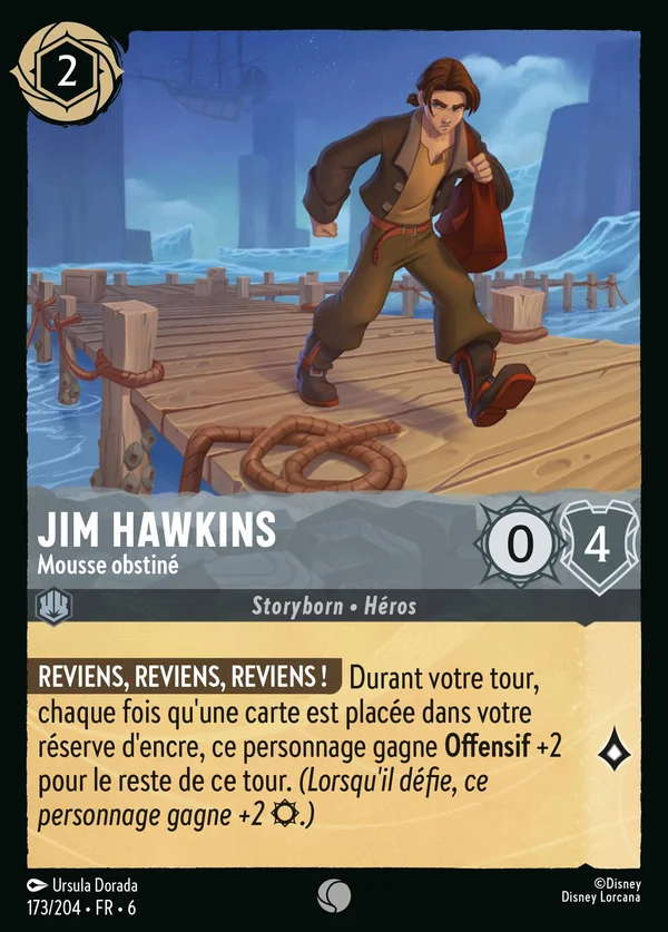 Jim Hawkins - Mousse obstiné — Disney Lorcana Personnage card from Azurite Sea