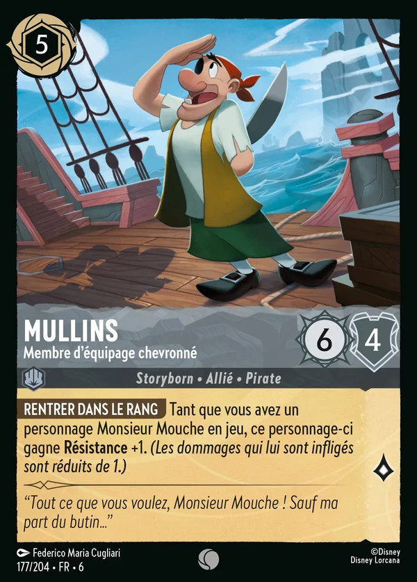 Mullins - Membre d'équipage chevronné — Disney Lorcana Personnage card from Azurite Sea