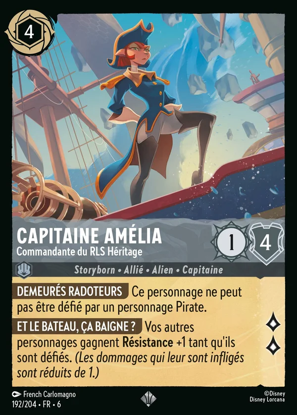 Capitaine Amélia - Commandante du RLS Héritage — Disney Lorcana Personnage card from Azurite Sea