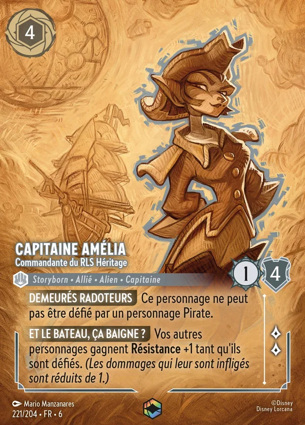 Capitaine Amélia - Commandante du RLS Héritage — Disney Lorcana Personnage card from Azurite Sea