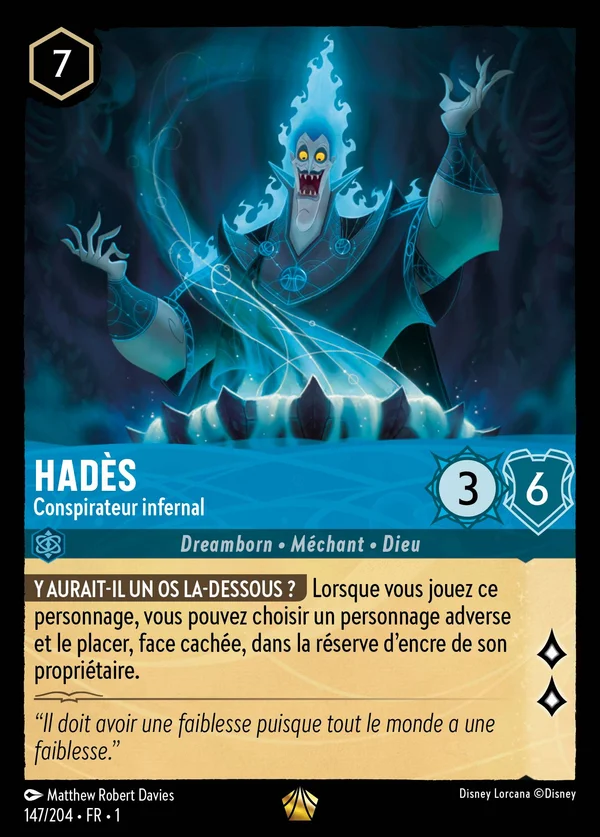 Hadès - Conspirateur infernal — Disney Lorcana Personnage card from The First Chapter