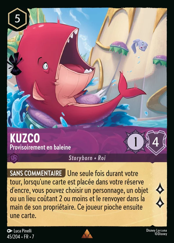 Kuzco - Provisoirement en baleine — Disney Lorcana Personnage card from Archazia's Island