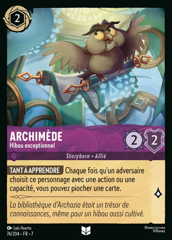 Archimède - Hibou exceptionnel — Disney Lorcana Personnage card from Archazia's Island