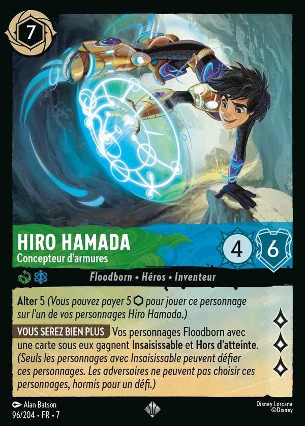 Hiro Hamada - Concepteur d'armures — Disney Lorcana Personnage card from Archazia's Island