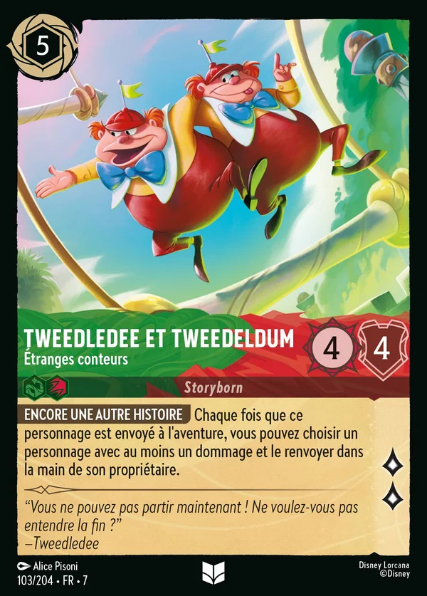 Tweedledee et Tweedeldum - Étranges conteurs — Disney Lorcana Personnage card from Archazia's Island