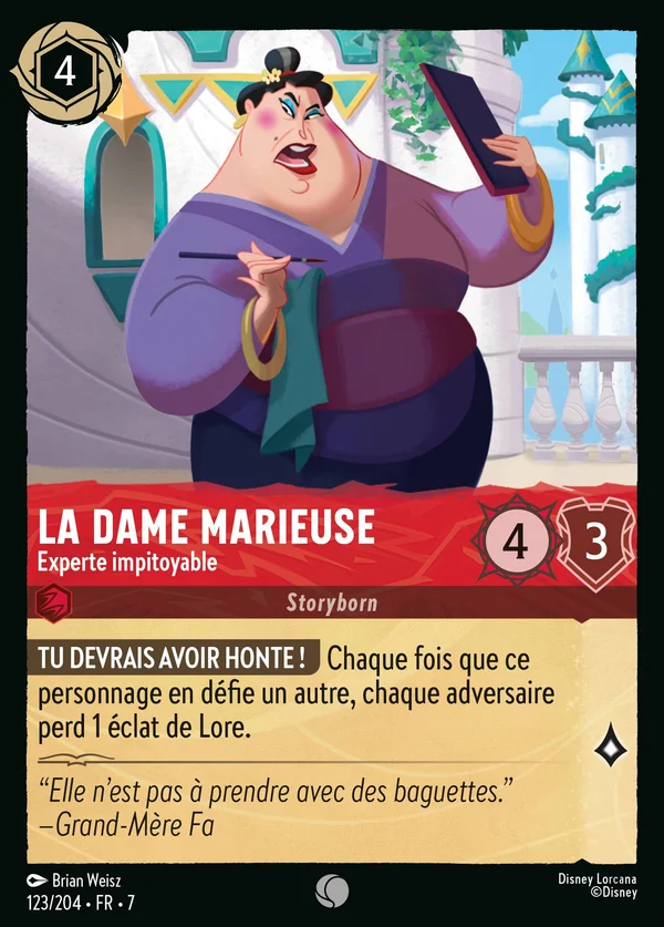 La Dame marieuse - Experte impitoyable — Disney Lorcana Personnage card from Archazia's Island