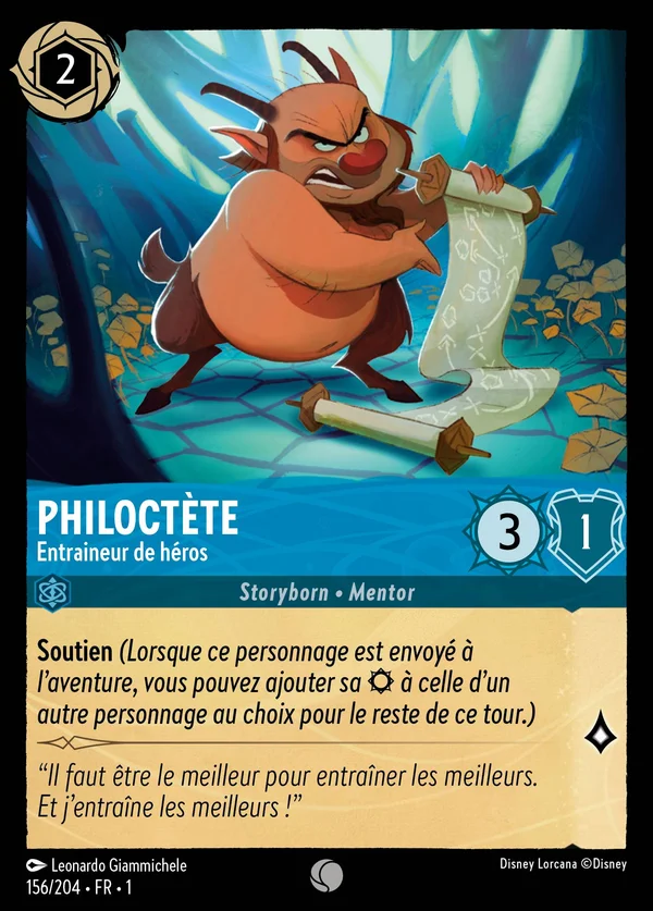 Philoctète - Entraineur de héros — Disney Lorcana Personnage card from The First Chapter