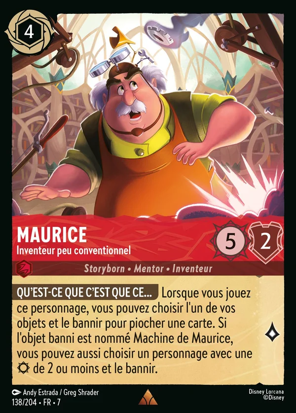 Maurice - Inventeur peu conventionnel — Disney Lorcana Personnage card from Archazia's Island