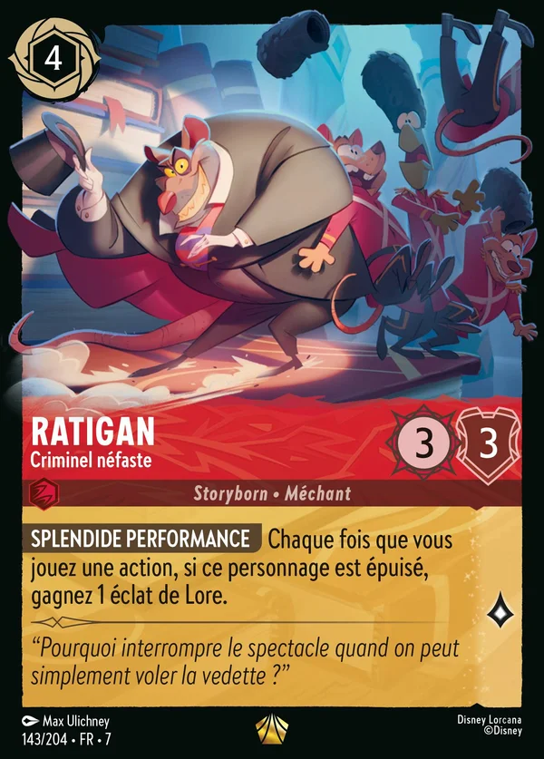 Ratigan - Criminel néfaste — Disney Lorcana Personnage card from Archazia's Island