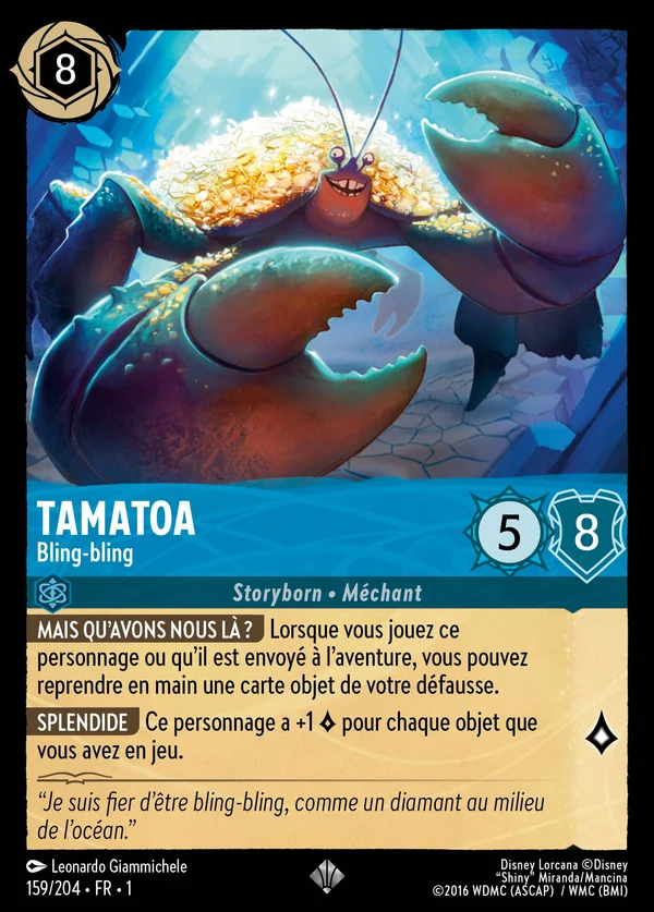 Tamatoa - Bling-bling — Disney Lorcana Personnage card from The First Chapter