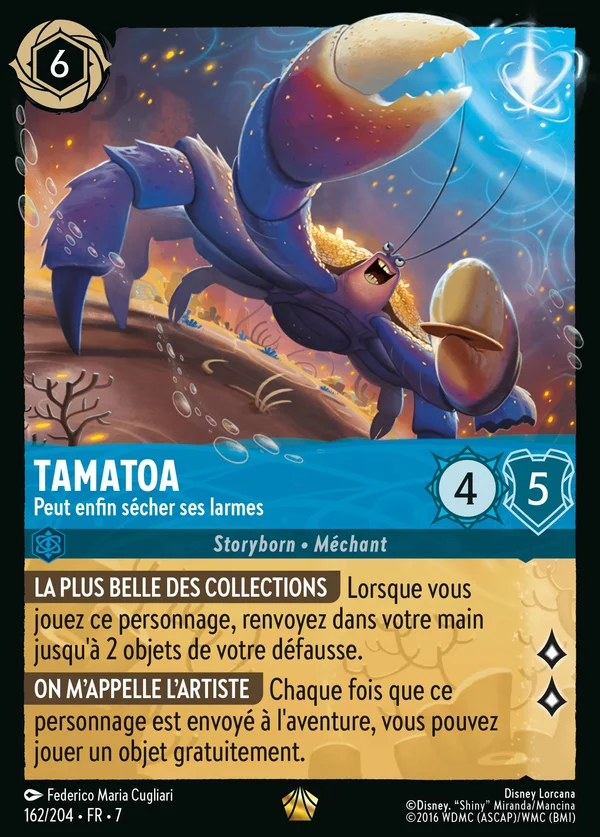 Tamatoa - Peut enfin sécher ses larmes — Disney Lorcana Personnage card from Archazia's Island