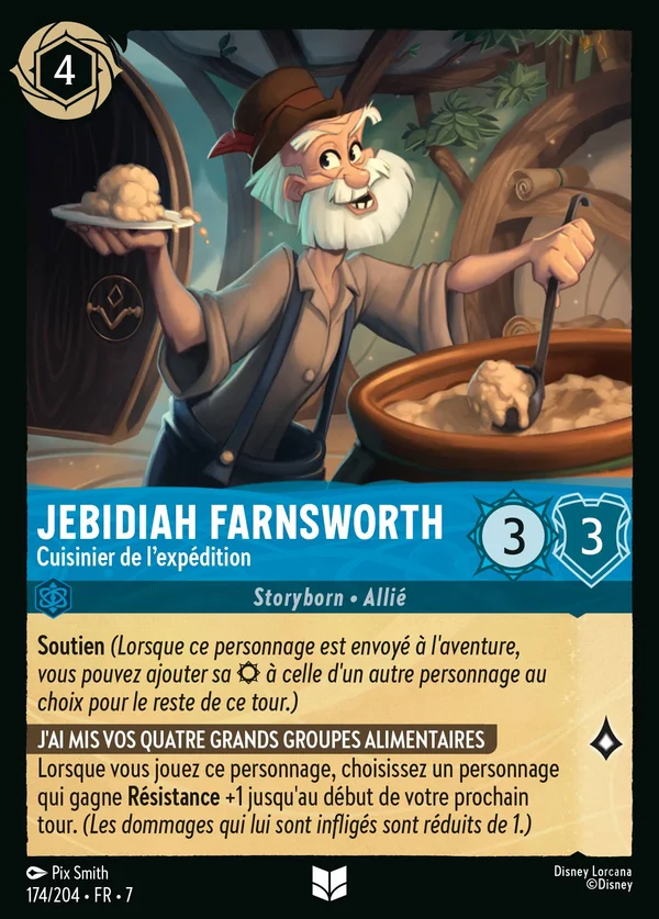 Jebidiah Farnsworth - Cuisinier de l'expédition — Disney Lorcana Personnage card from Archazia's Island