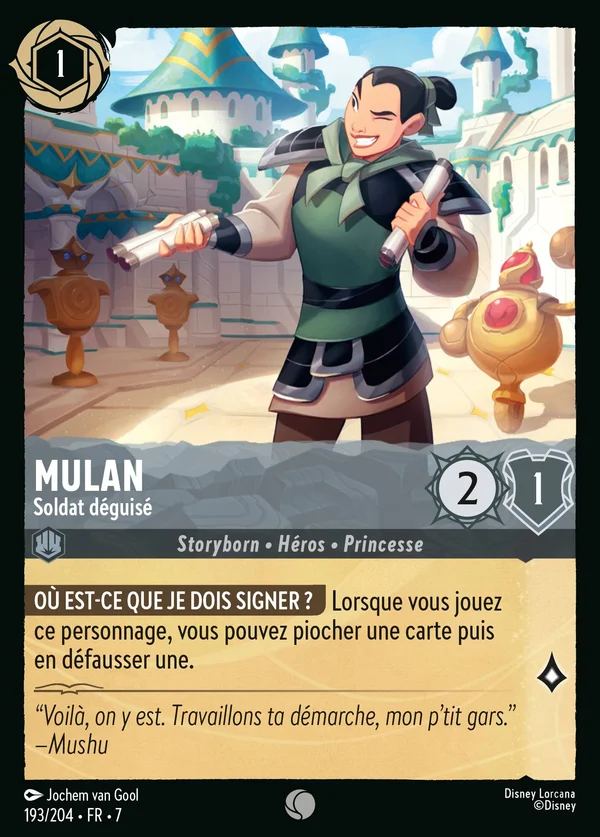 Mulan - Soldat déguisé — Disney Lorcana Personnage card from Archazia's Island