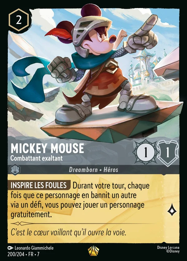 Mickey Mouse - Combattant exaltant — Disney Lorcana Personnage card from Archazia's Island