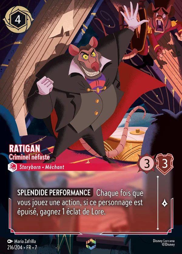 Ratigan - Criminel néfaste — Disney Lorcana Personnage card from Archazia's Island