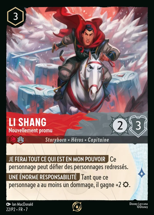 Li Shang - Nouvellement promu — Disney Lorcana Personnage card from Archazia's Island