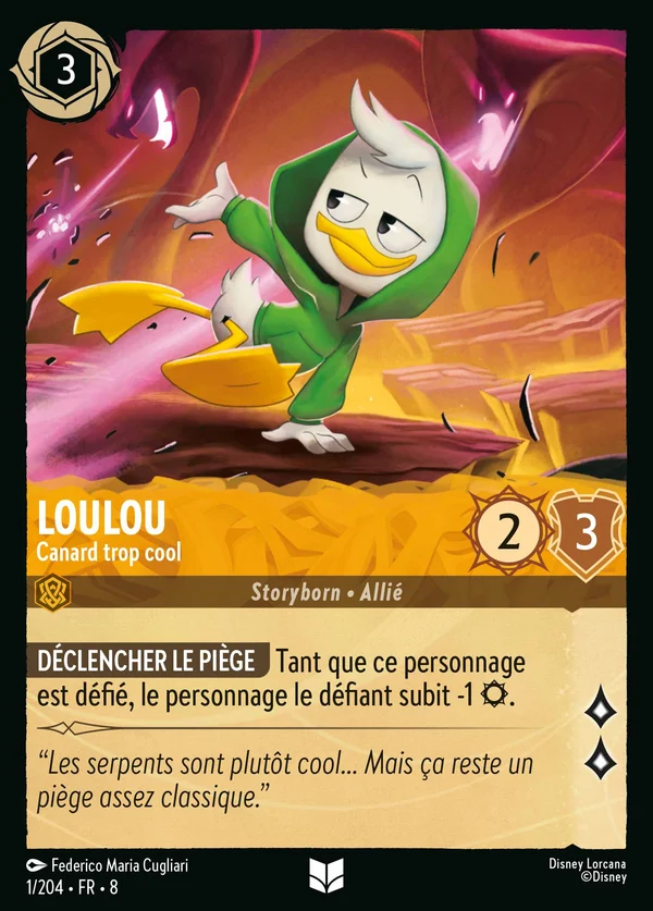 Loulou - Canard trop cool — Disney Lorcana Personnage card from The Reign of Jafar