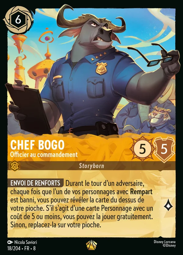 Chef Bogo - Officier au commandement — Disney Lorcana Personnage card from The Reign of Jafar