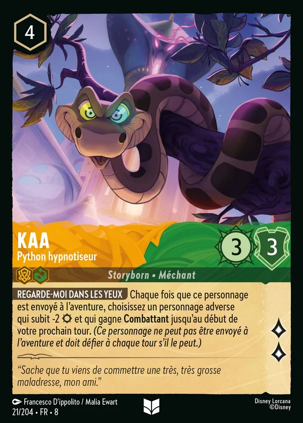 Kaa - Python hypnotiseur — Disney Lorcana Personnage card from The Reign of Jafar