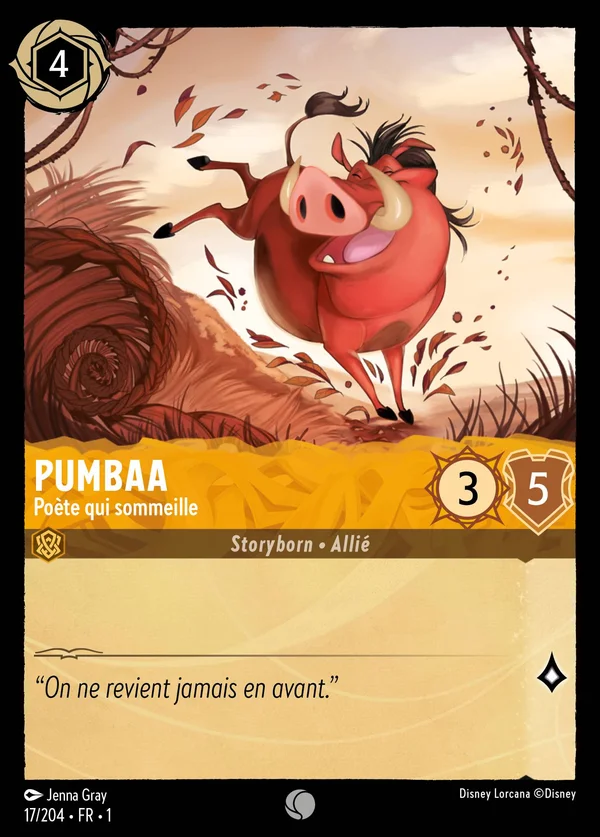 Pumbaa - Poète qui sommeille — Disney Lorcana Personnage card from The First Chapter