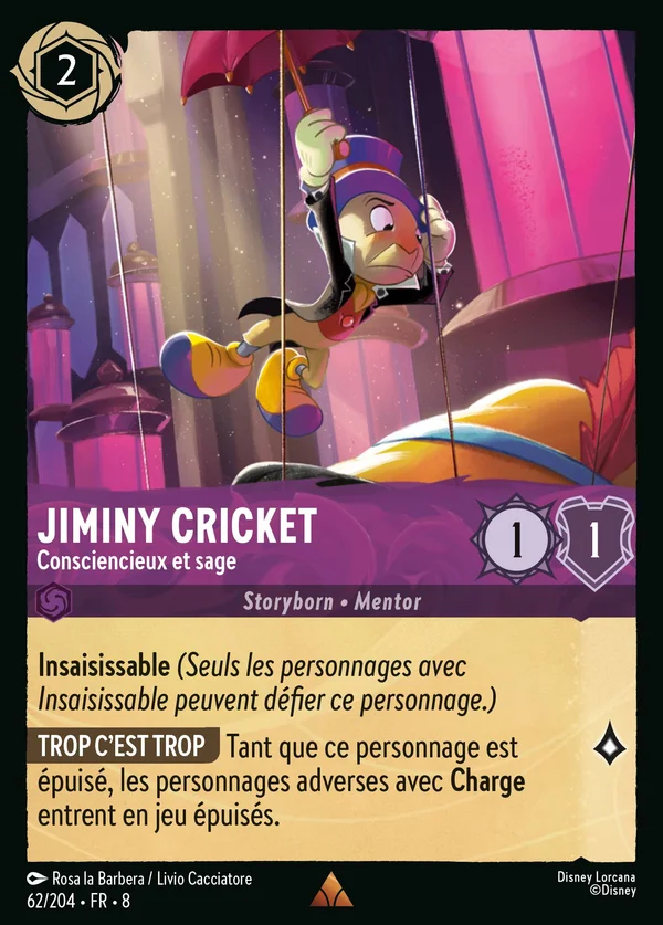 Jiminy Cricket - Consciencieux et sage — Disney Lorcana Personnage card from The Reign of Jafar