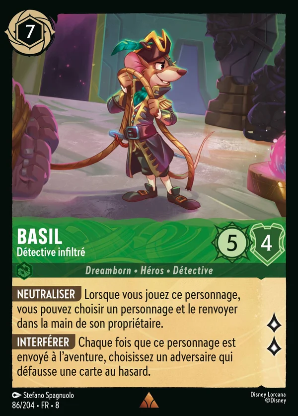 Basil - Détective infiltré — Disney Lorcana Personnage card from The Reign of Jafar