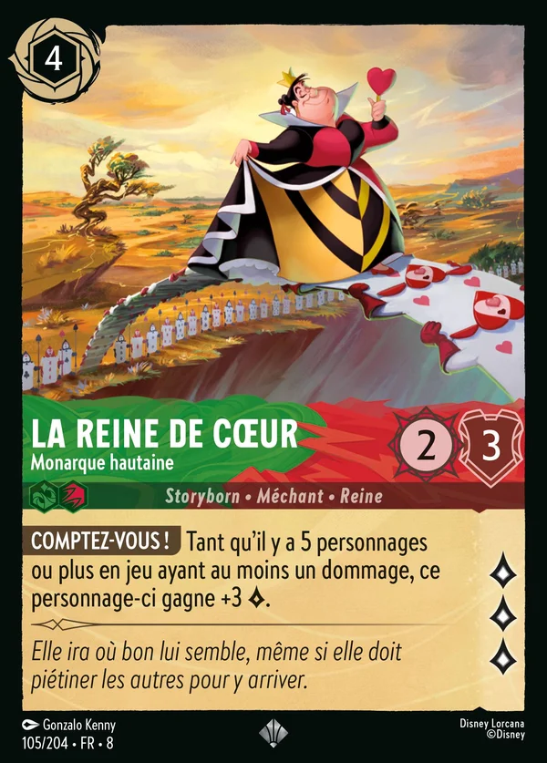 La Reine de Cœur - Monarque hautaine — Disney Lorcana Personnage card from The Reign of Jafar