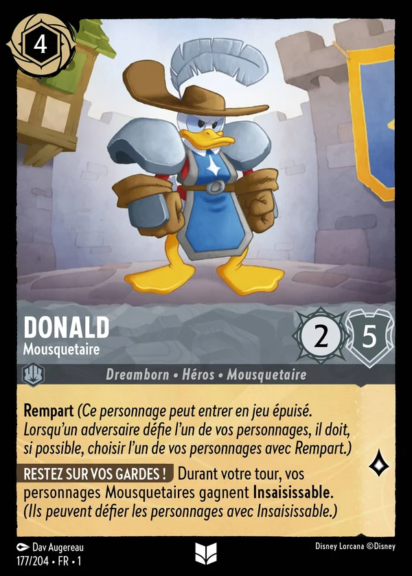Donald - Mousquetaire — Disney Lorcana Personnage card from The First Chapter
