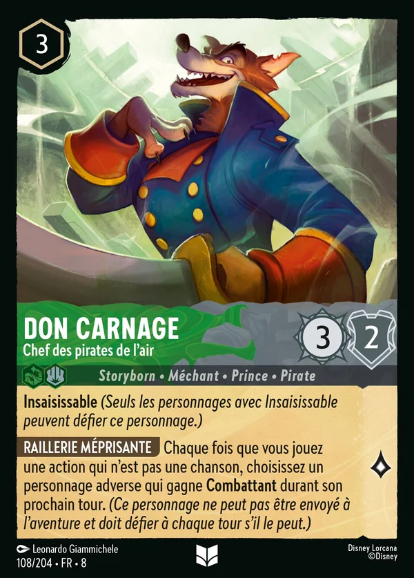 Don Carnage - Chef des pirates de l'air — Disney Lorcana Personnage card from The Reign of Jafar
