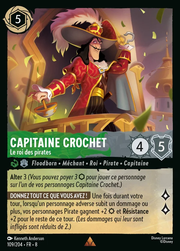 Capitaine Crochet - Le roi des pirates — Disney Lorcana Personnage card from The Reign of Jafar