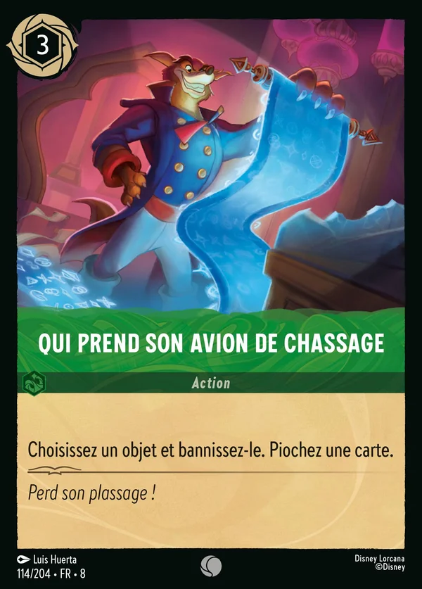 Qui prend son avion de chassage — Disney Lorcana Action card from The Reign of Jafar