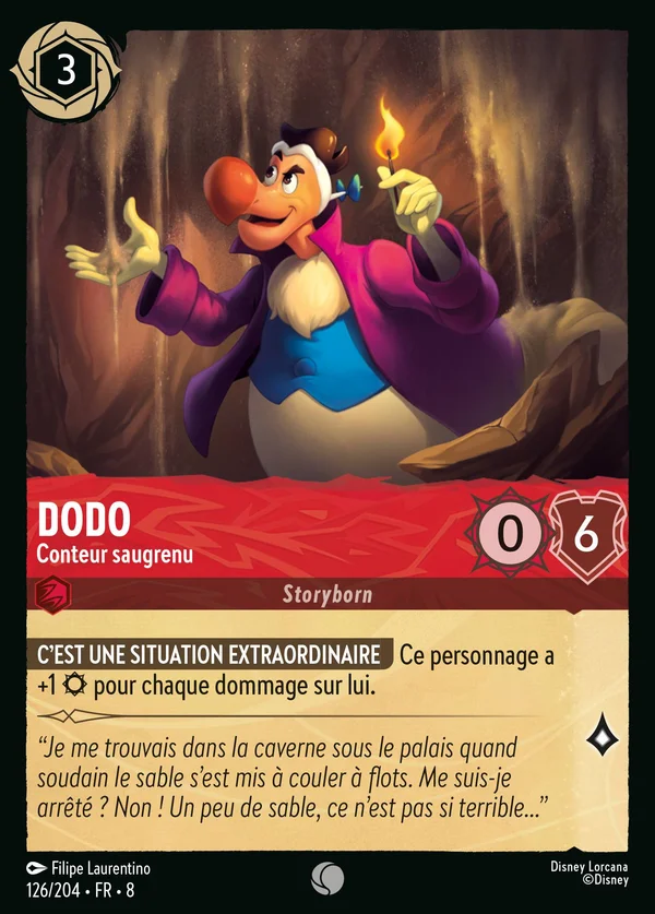 Dodo - Conteur saugrenu — Disney Lorcana Personnage card from The Reign of Jafar