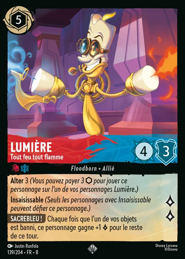 Lumière - Tout feu tout flamme — Disney Lorcana Personnage card from The Reign of Jafar