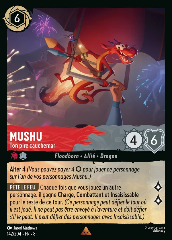 Mushu - Ton pire cauchemar — Disney Lorcana Personnage card from The Reign of Jafar