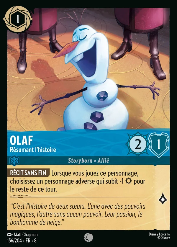 Olaf - Résumant l'histoire — Disney Lorcana Personnage card from The Reign of Jafar