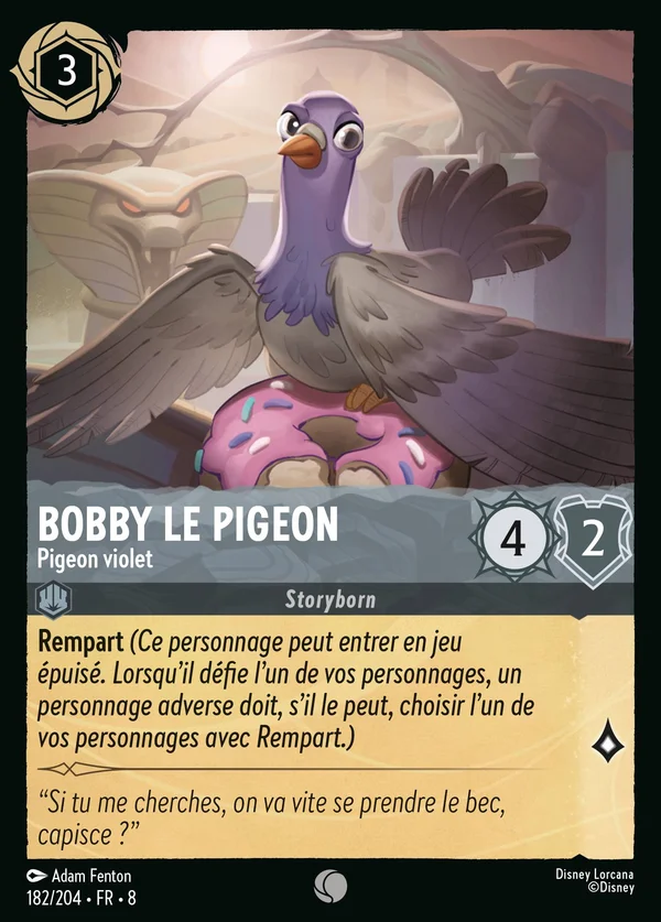 Bobby le pigeon - Pigeon violet — Disney Lorcana Personnage card from The Reign of Jafar