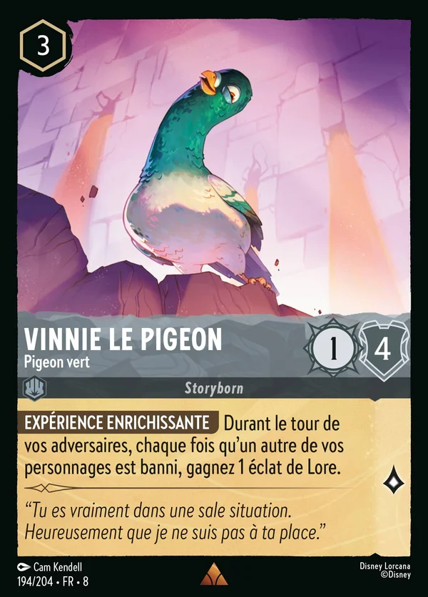 Vinnie le pigeon - Pigeon vert — Disney Lorcana Personnage card from The Reign of Jafar