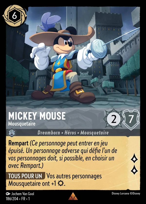 Mickey Mouse - Mousquetaire — Disney Lorcana Personnage card from The First Chapter